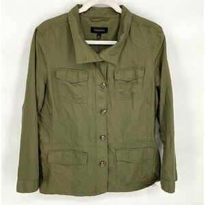 Talbots Women's Olive Button-Up Cotton Jacket Large‎